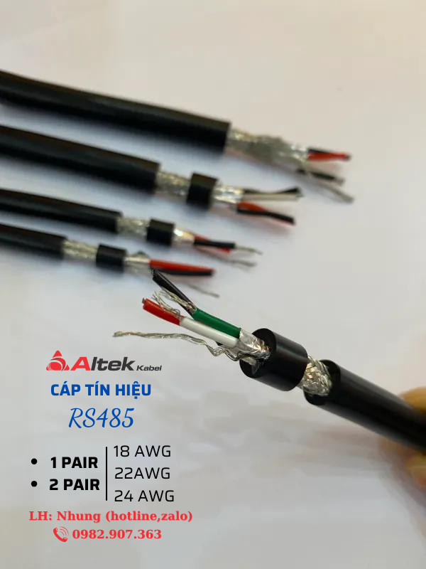 Cáp RS 485 1 Pair/2Pair vặn xoắn chống nhiễu 2 lớp